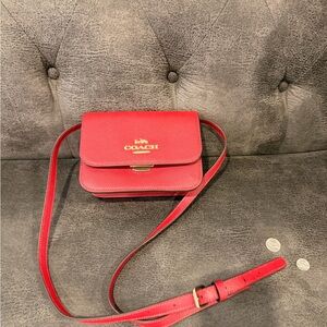 Coach Red Crossbody Bag with Gold Accents